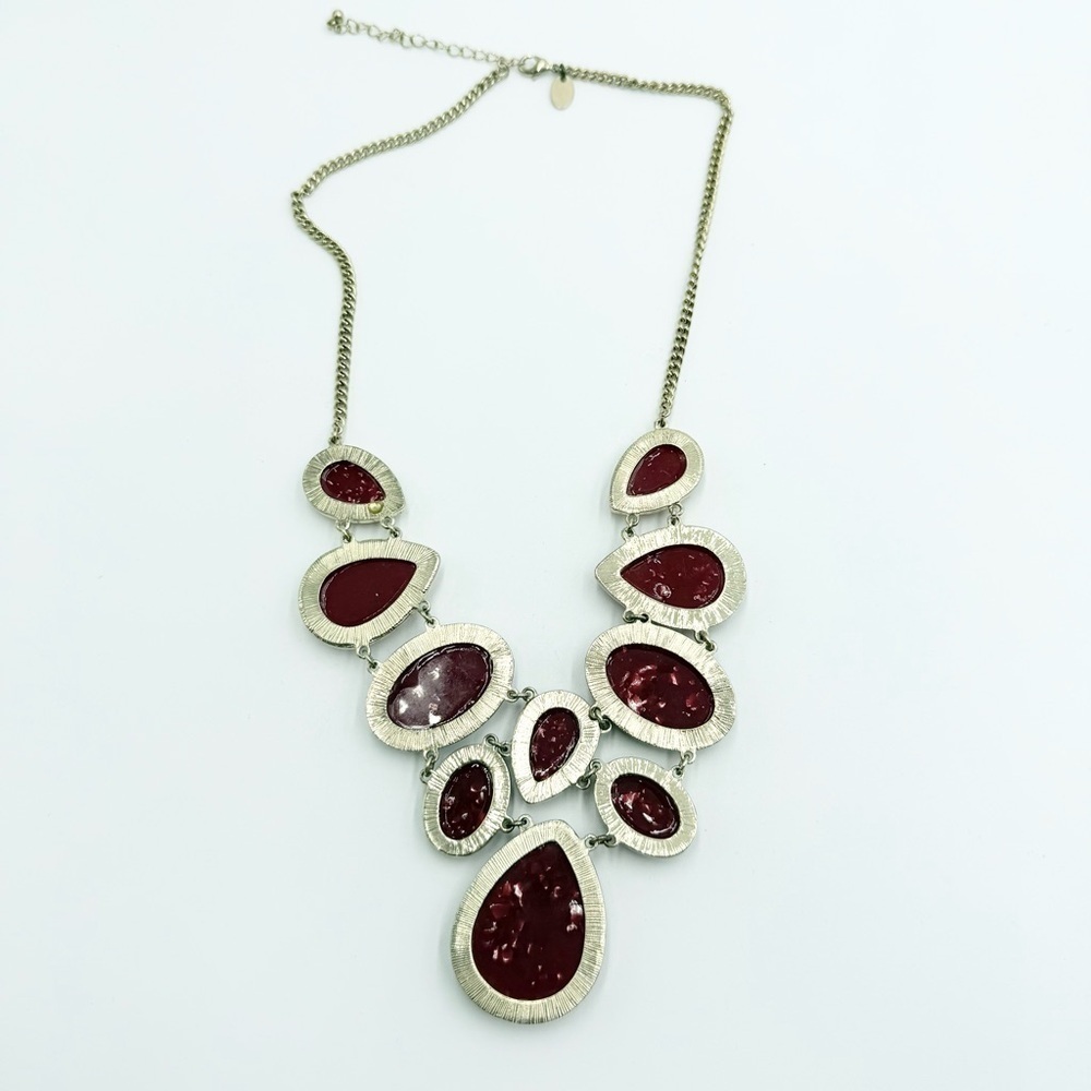 Wine Bib Acrylic Beaded Gold Toned Statement Necklace Chain - Picture 7 of 10